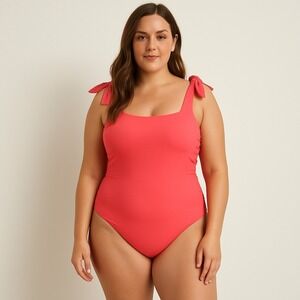 Womens Swimsuit Size XL One Piece Ruched‎ Tie Strap Resort Vacation Summer